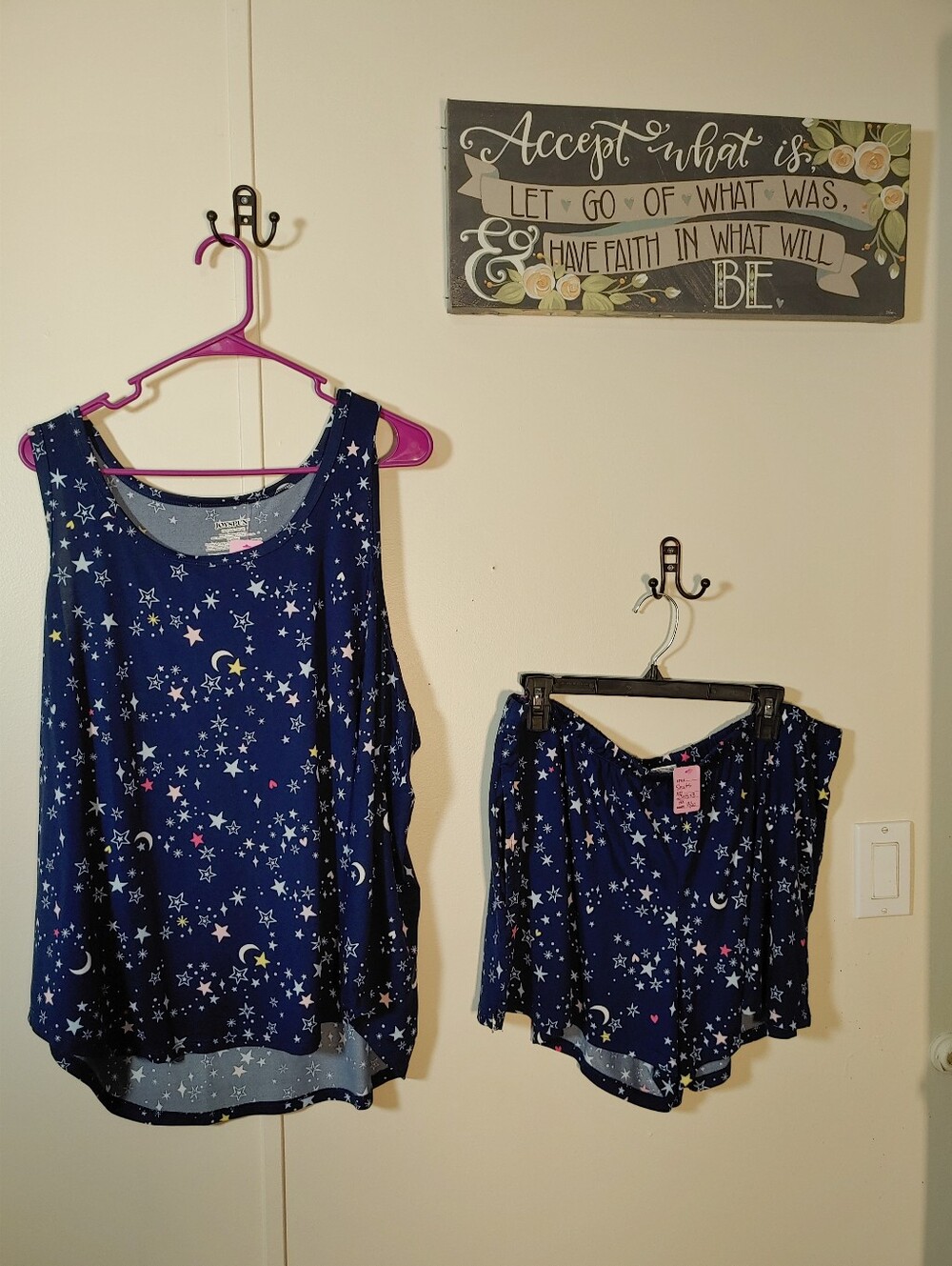 NWOT Joyspun 2X 18-20 Stars Hearts Tank Top Adorable Pajama Set
